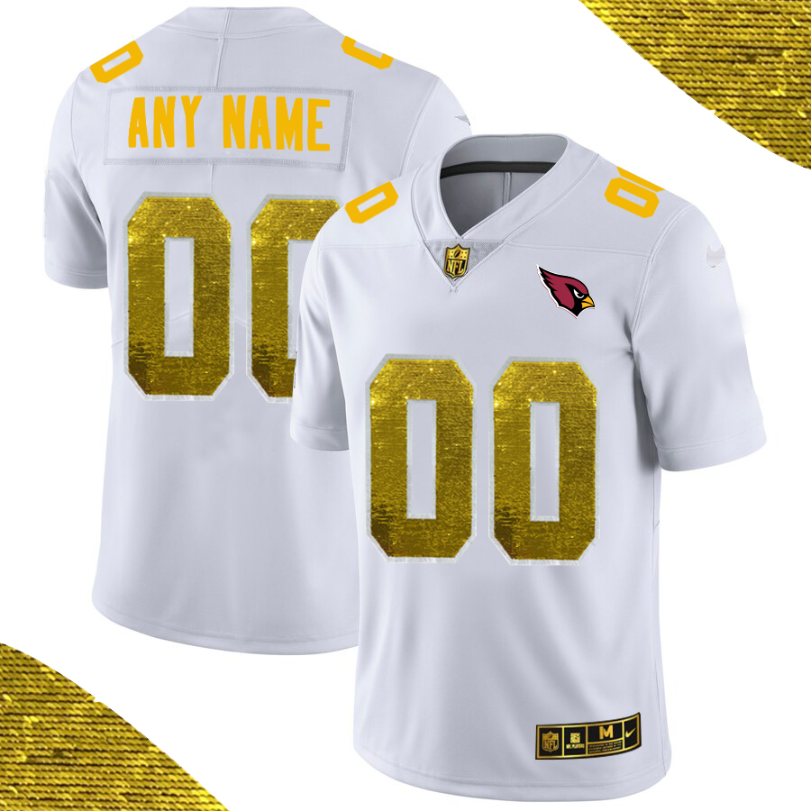 Men's Gold Arizona Cardinals ACTIVE PLAYER White Custom Fashion Edition Limited Stitched Jersey
